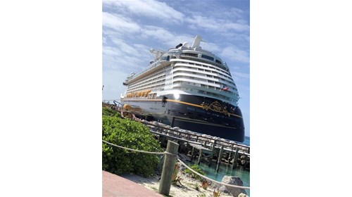 Disney cruise ship at Castaway Cay