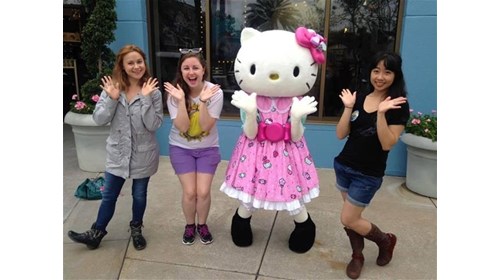 Meeting Hello Kitty near the front at Universal!