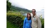Enjoying the Norwegian Fjords with my husband.