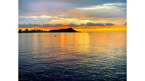 Diamond Head sunrise from the Pride of America