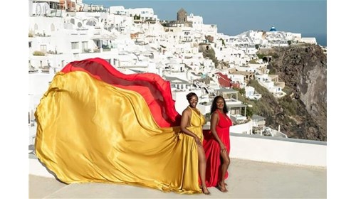 Flying Dress Photoshoot in Santorini, Greece