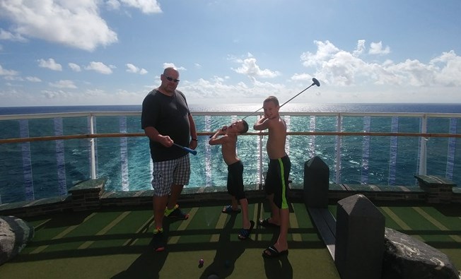Mini golfing at sea
