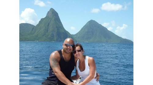 My husband and I in St. Lucia on our honeymoon.