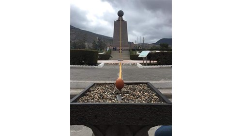 Ecuador Equator Line - Egg Balanced on a Nail
