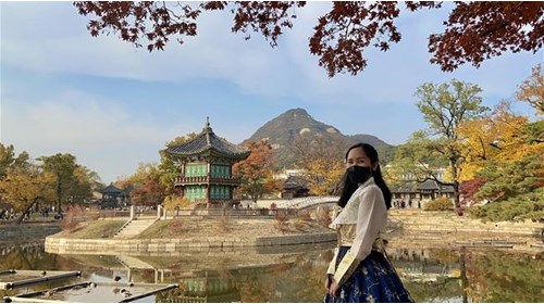 Exploring the Gyeongbokgung Palace in Seoul.