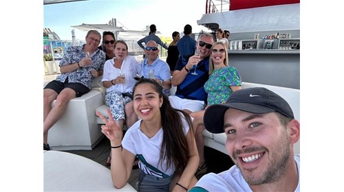 Carol and her husband enjoying a month in Europe