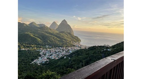 Saint Lucia Pitons' View from above Soufrierie