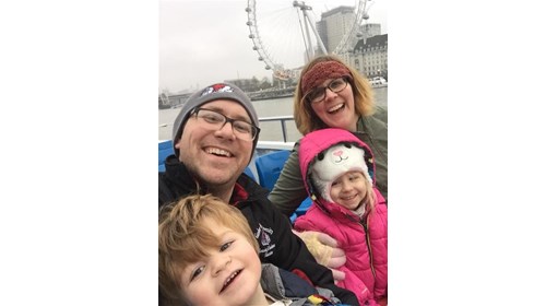 Cruising down the Thames River in London!
