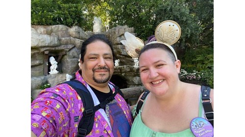 My husband and I at Disneyland on our anniversary!