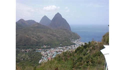 View of Soufriere and the Pitons - St Lucia