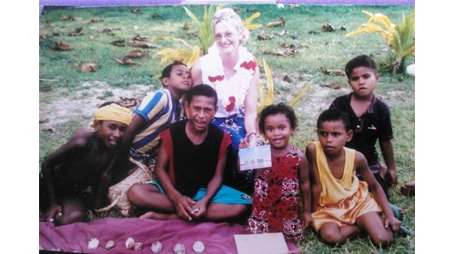 Enjoying time with Fijian children