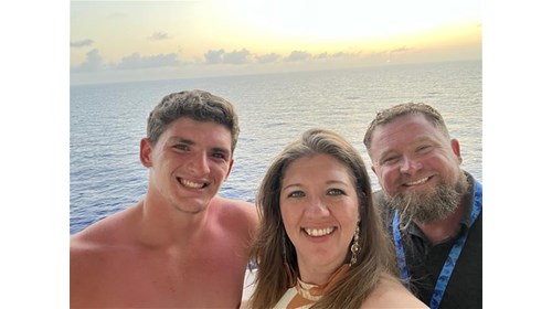 My husband and I with our son on his Senior Cruise