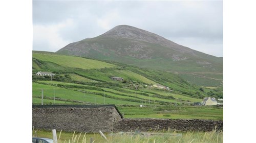 Irish mountains, fields and stone walls