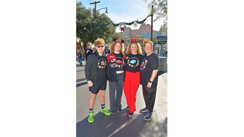My family in Cars Land at Christmas