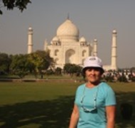 Anita at the Taj Mahal in India 