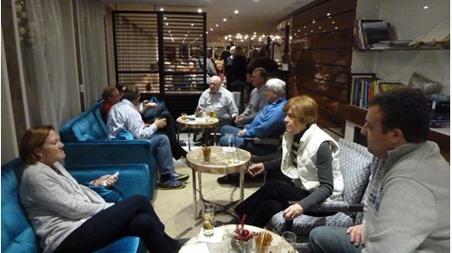 One of our groups enjoying the lounge of the ship