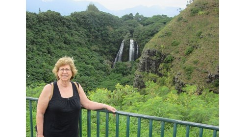 Mindy at Wailua Falls in Kauai- Dec 2019