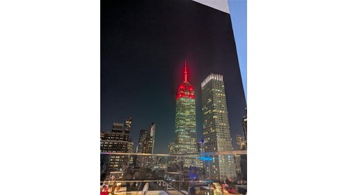 New York City Skyline at night, from a rooftop bar