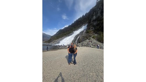 Juneau, AK- Nugget Falls with Mendenhall Glacier