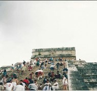 Me and hubby climbing the pyramid at Chichen Itza.