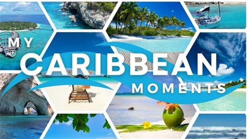 My Caribbean Moments logo over island photos colla