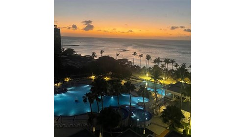 Sunset from my patio in Oranjestad, Aruba 2025