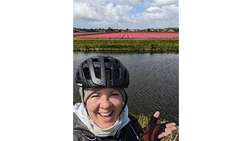 Cycling in Amsterdam!  Tulips everywhere. 