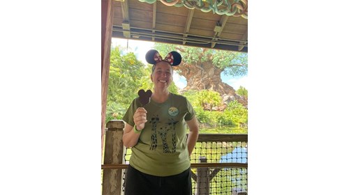 Enjoying a Mickey Bar at Animal Kingdom 