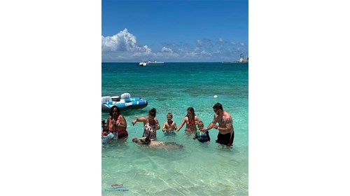Swimming with the pigs in Nassau, Bahamas