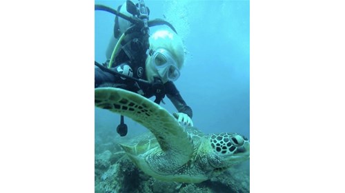 Milly scuba diving in the Syechelles 