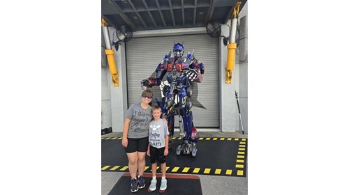 My son and I meeting Optimus Prime