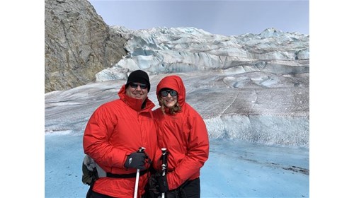 My husband and me on Mendenhall Glacier