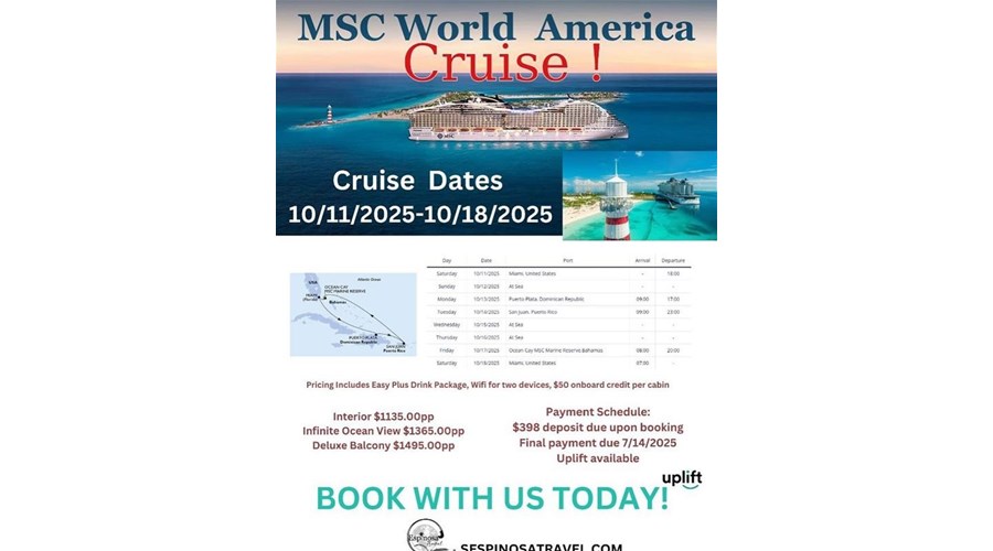 MSC World America Espinosa Travel Group Cruise
