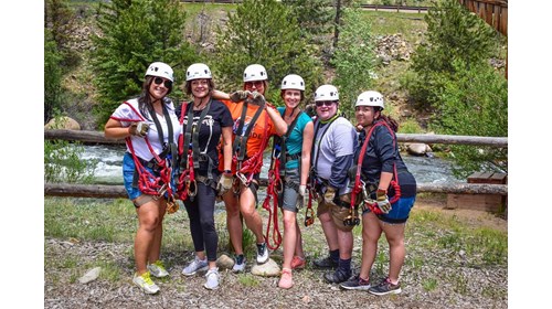Zip lining in the Rocky Mountains 