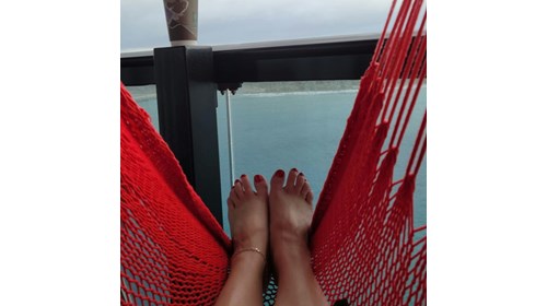 Enjoying the hammock- Virgin Voyages