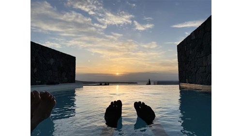 last light from our private plunge pool--Santorini