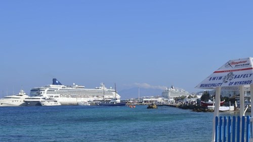 picture of cruises port in Mykonos, Greece
