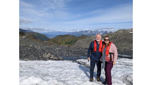 Dad and I standing on a glacier