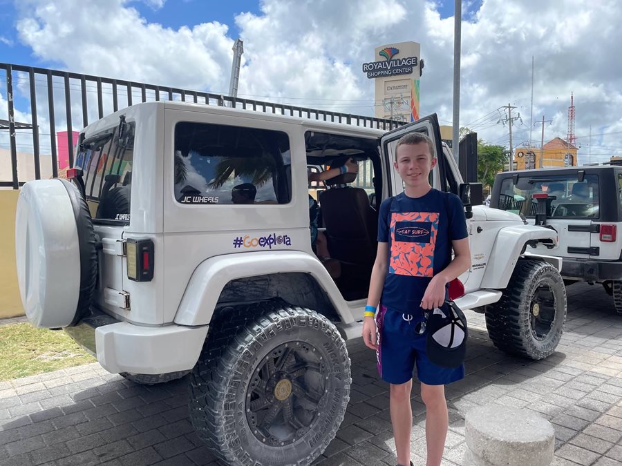 Getting in the Jeep at the port in Cozumel 