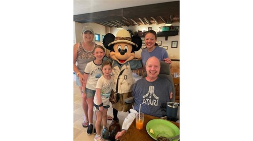 My family hanging out with Mickey Mouse