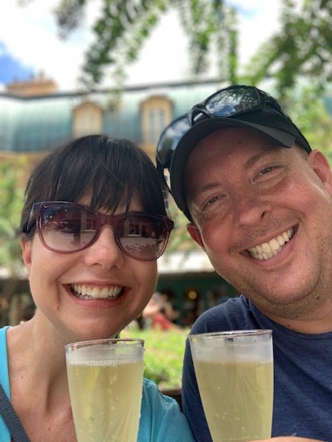 Traditional champagne toast in Epcot