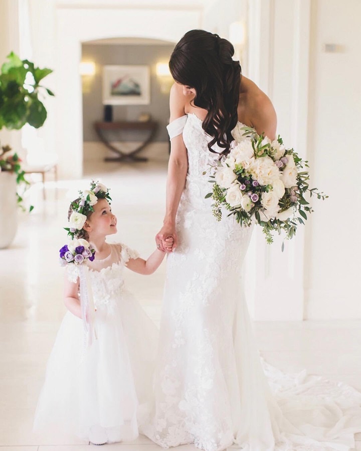 Adorable Picture of Bride and Flower Girl