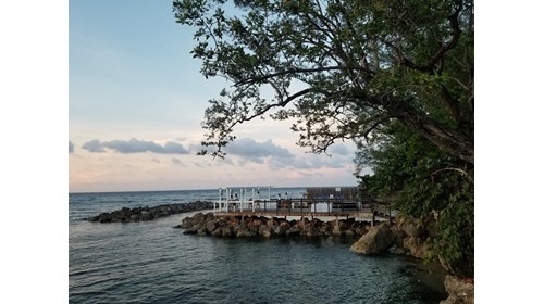 Enjoying the view at a private dinner in Jamaica
