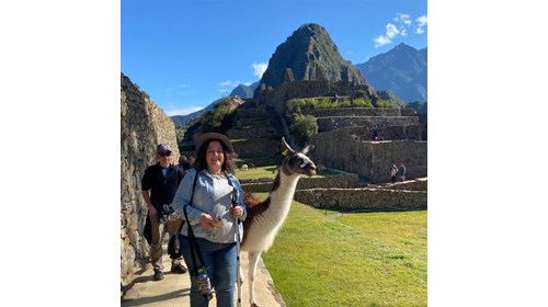 Me with a llama at Machu Picchu