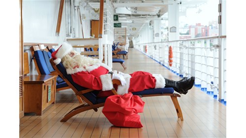 Santa relaxing onboard the ship