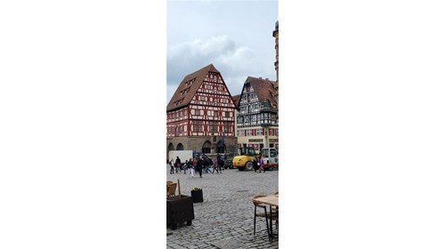 Half timbered houses and cobblestones
