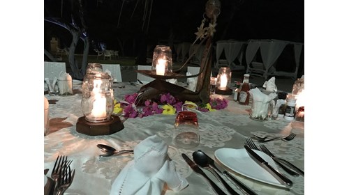Romantic dinner reception in Diani, Kenya