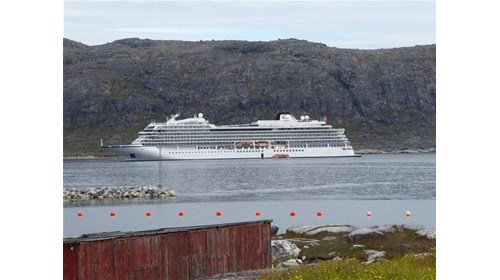 This is a picture of the Viking Star off a port in
