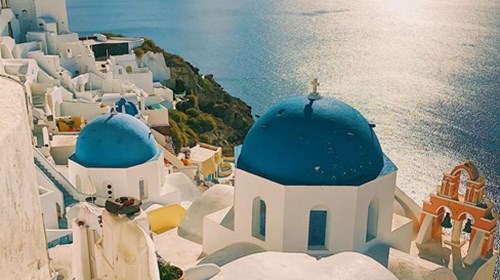 Santorini, Greece White & Blue Houses