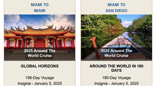 Oceaniania's 2025 World Cruise itinerary is out